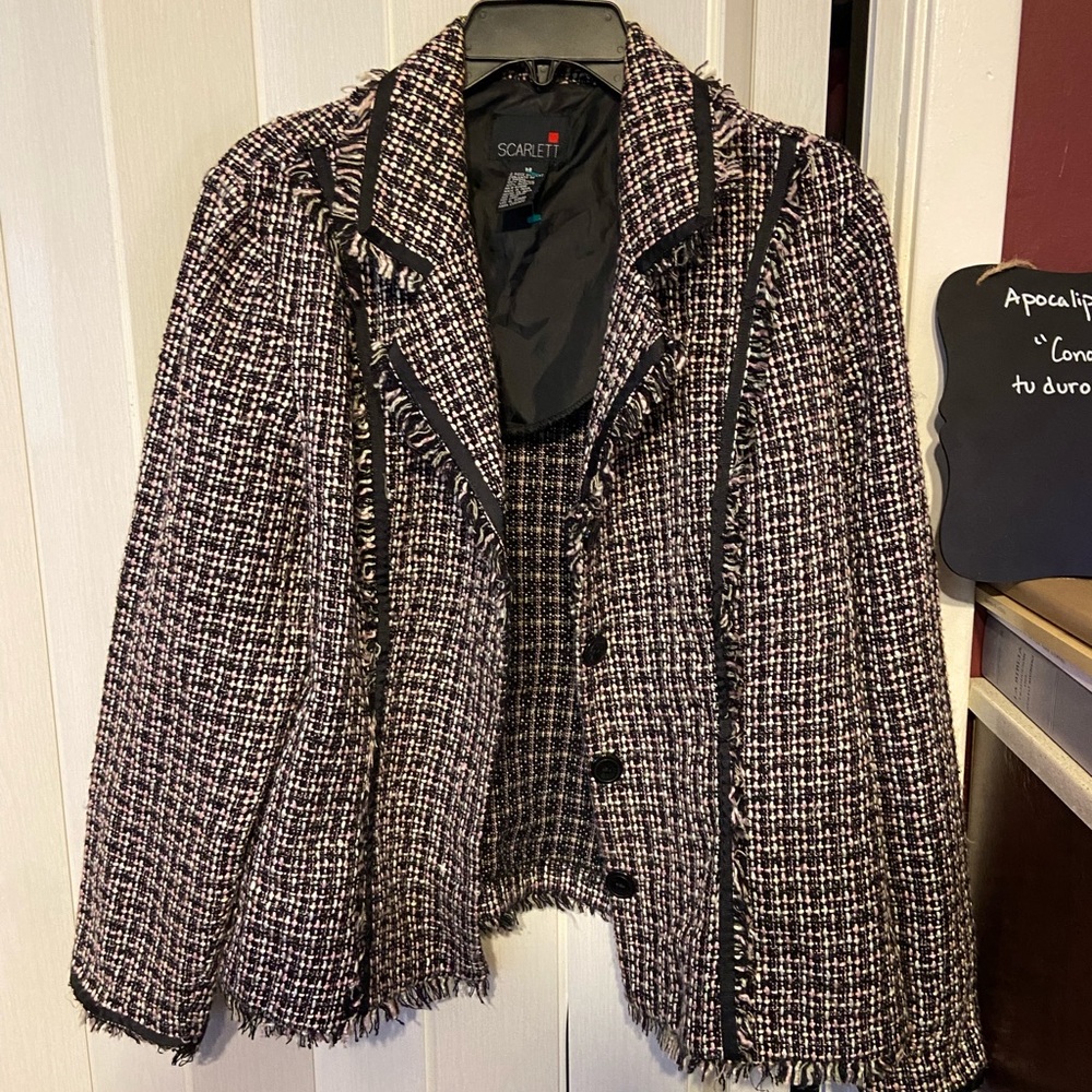 Scarlett Black and White Tweed Blazer